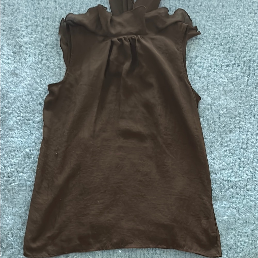 LOFT Chocolate Brown Ruffle Blouse - Picture 3 of 3